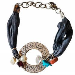 Bracelet argent et soie