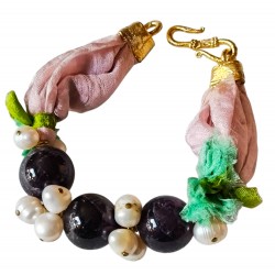 Bracelet en soie rose