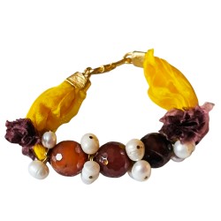 Bracelet en soie jaune