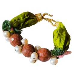 Bracelet en soie verte