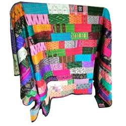 Plaid patchwork en soie