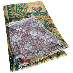 Jeté de lit en saris anciens